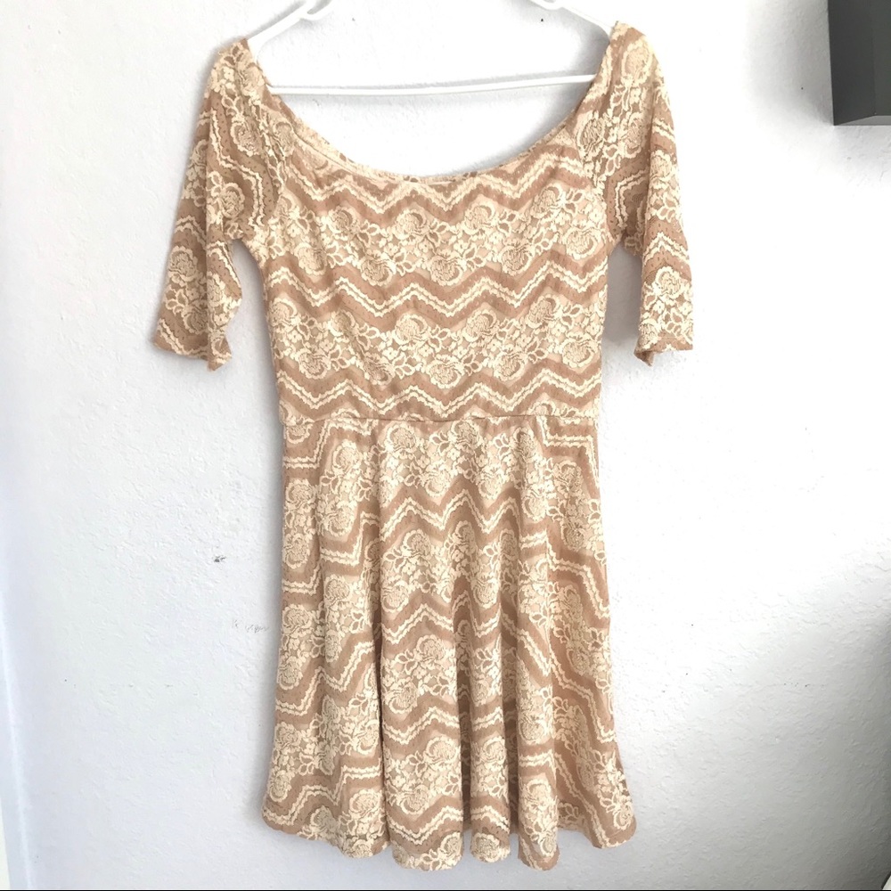 Socialite M blush lace skater dress
